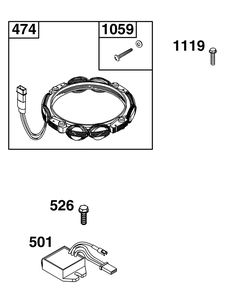 Alternator Group Diagram and Parts List for 49R977-0015-B5 400000 - 699999 Briggs and Stratton Engine